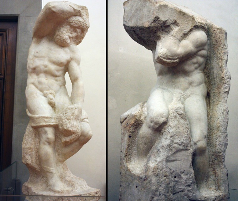 The "Bearded Slave" and "The Atlas" by Michelangelo