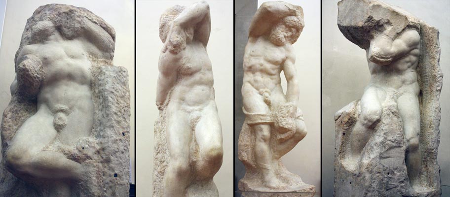 Michelangelo's 4 Slaves or Prisoners at the Accademia